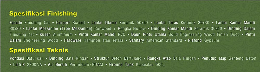 Spesifikasi bangunan rumah cluster Canna