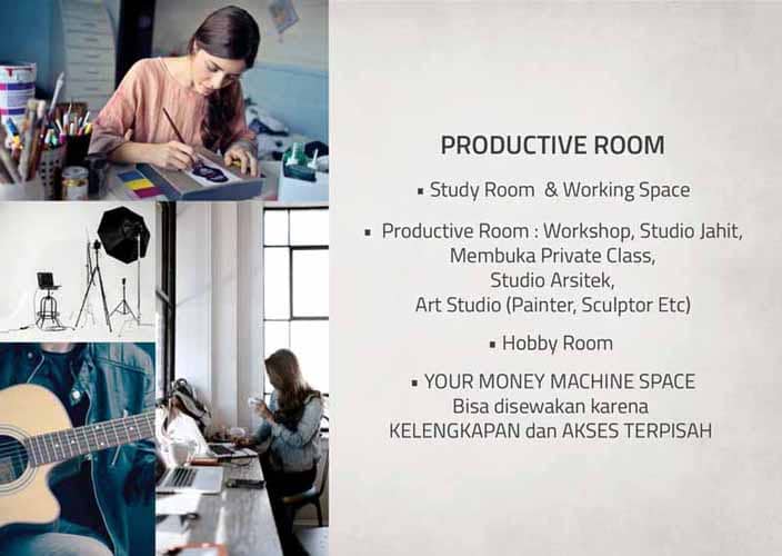 Productive Room. Study Room & Working Space. Bisa disewakan karena kelengkapan dan akses terpisah.