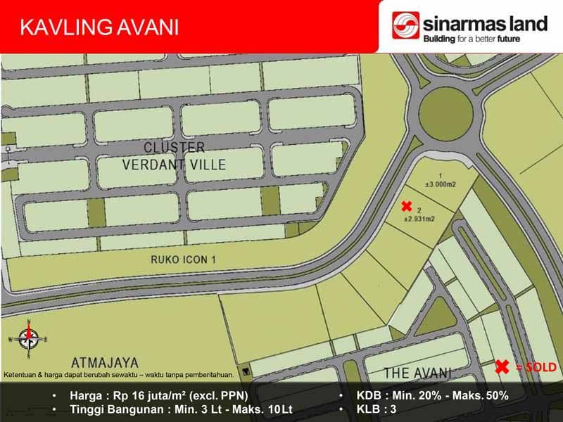 Lokasi detail dijual kavling Avani BSD City